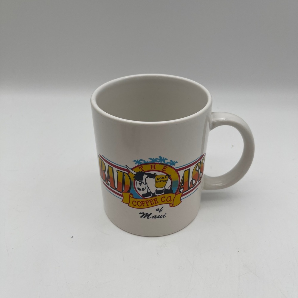 Bad Ass Coffee Co of Maui Hawaii Kona Nightingale Ceramic Coffee Mug White